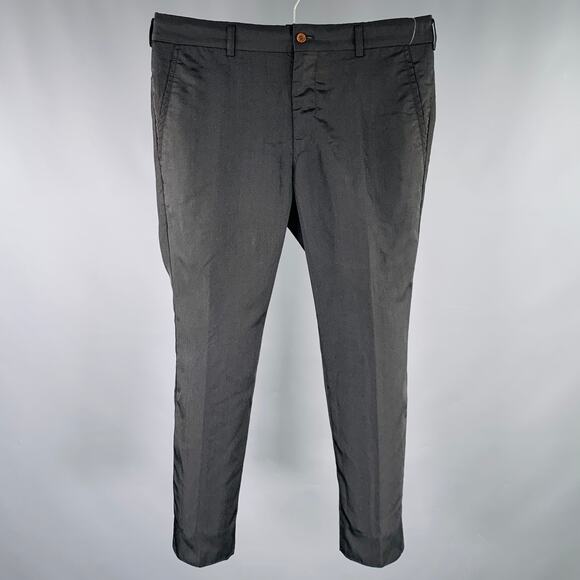 COMME des GARCONS HOMME PLUS Size S Black Polyester Flat Front Dress Pants - Picture 1 of 6